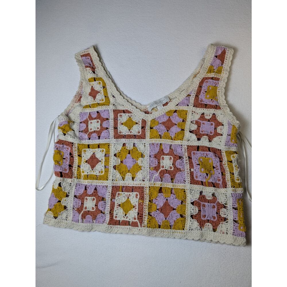 Rebellion Crochet Patchwork Crop Top Size XS